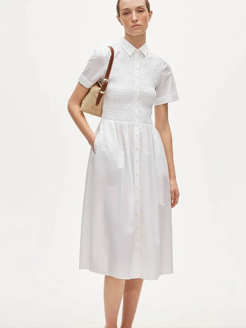 J Crew Elsie shirt-dress in cotton poplin CP995 Size S White